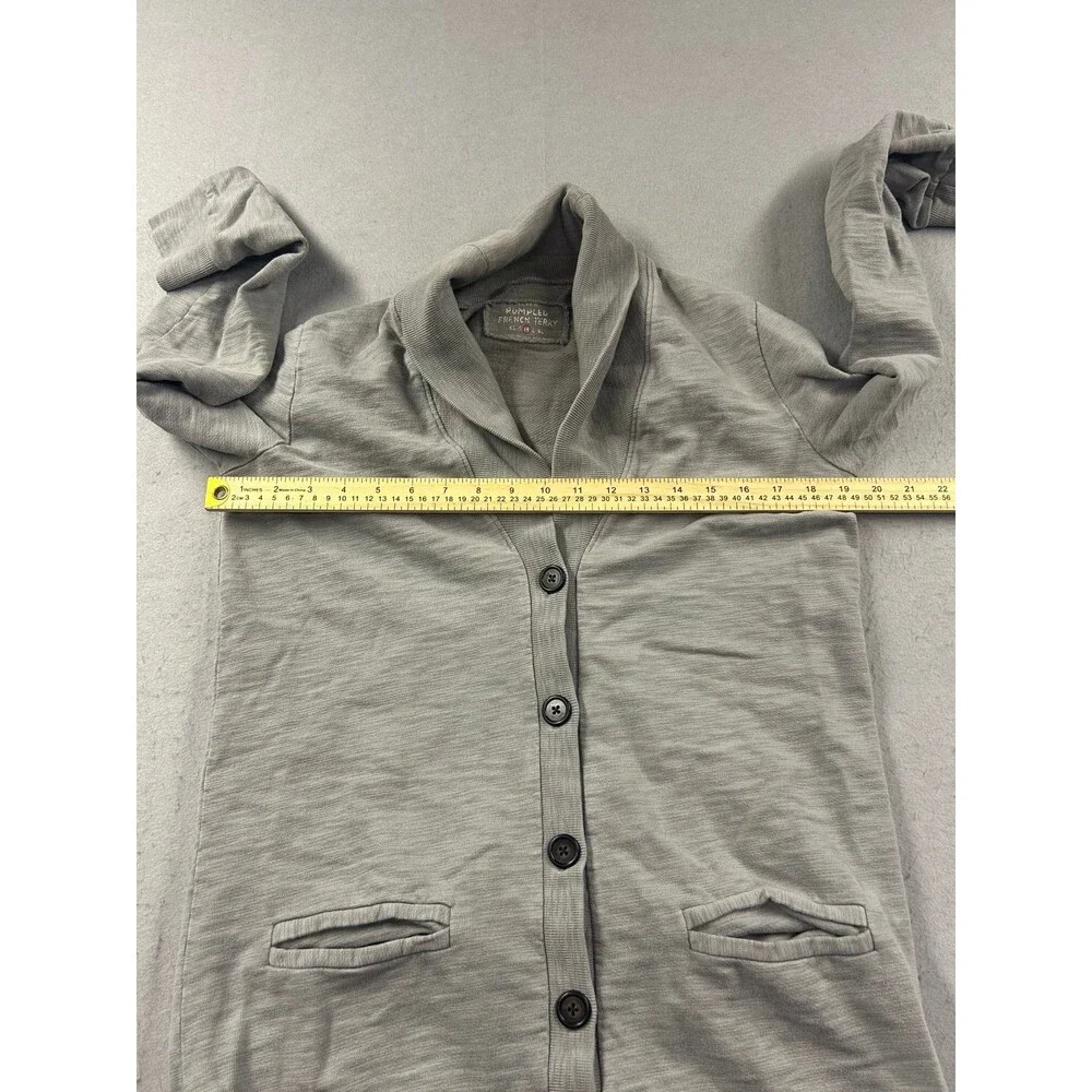 J.Crew Rumpled French Terry shawl collar cardigan gray